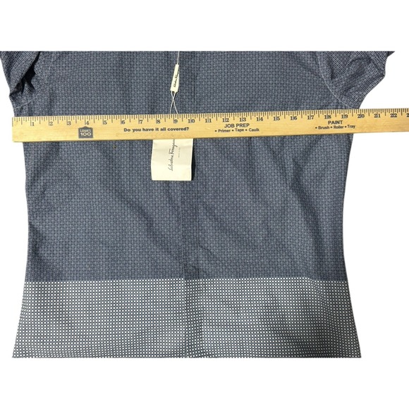 Salvatore Ferragamo Men's City Fit Blue Pattern Shirt 100% Cotton Made in Italy - Picture 7 of 12